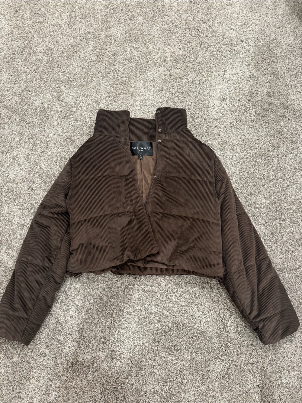 Women's Brown Corduroy Puffer Jacket